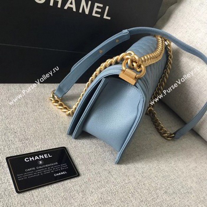 Chanel Original Quality caviar medium Boy Bag gray blue with gold hardware (shyang-88)