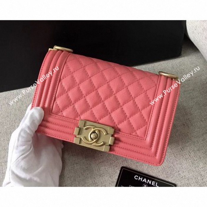 Chanel Original Quality caviar small Boy Bag pink With gold Hardware (shunyang-67)