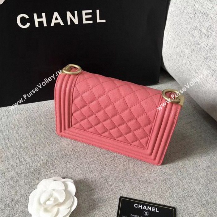 Chanel Original Quality caviar small Boy Bag pink With gold Hardware (shunyang-67)