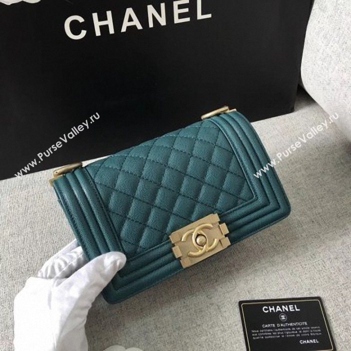 Chanel Original Quality caviar small Boy Bag green With gold Hardware (shunyang-60)