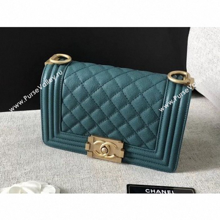 Chanel Original Quality caviar small Boy Bag green With gold Hardware (shunyang-60)