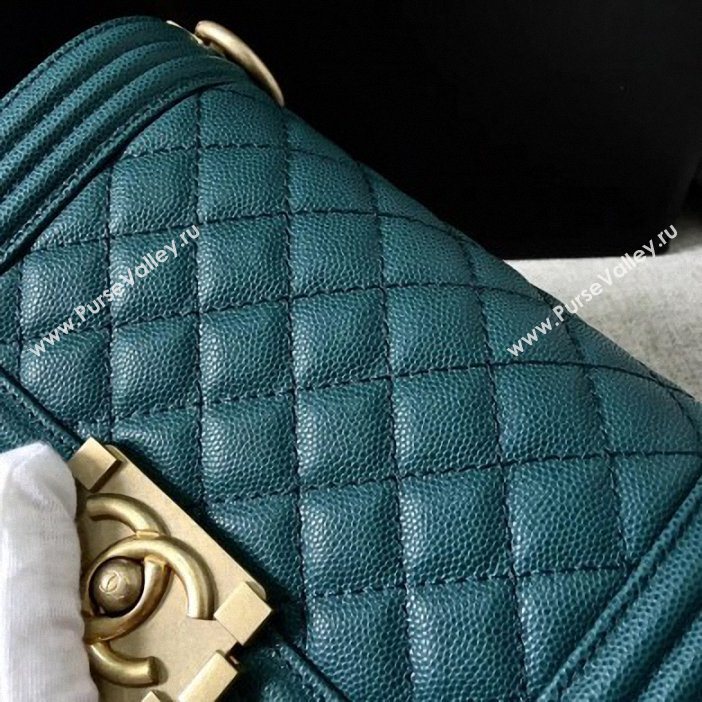 Chanel Original Quality caviar small Boy Bag green With gold Hardware (shunyang-60)