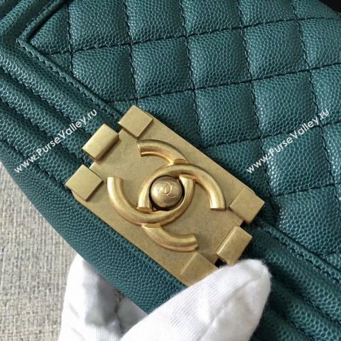 Chanel Original Quality caviar small Boy Bag green With gold Hardware (shunyang-60)