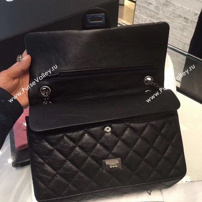  Chanel Original Quality 2.55 Reissue Size 227 calfskin Bag Black with silver hardware  (shunyang-49)