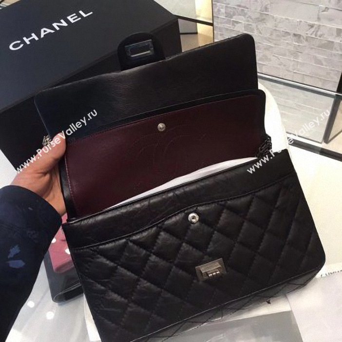  Chanel Original Quality 2.55 Reissue Size 227 calfskin Bag Black with silver hardware  (shunyang-49)