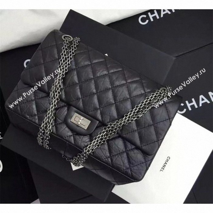  Chanel Original Quality 2.55 Reissue Size 227 calfskin Bag Black with silver hardware  (shunyang-49)