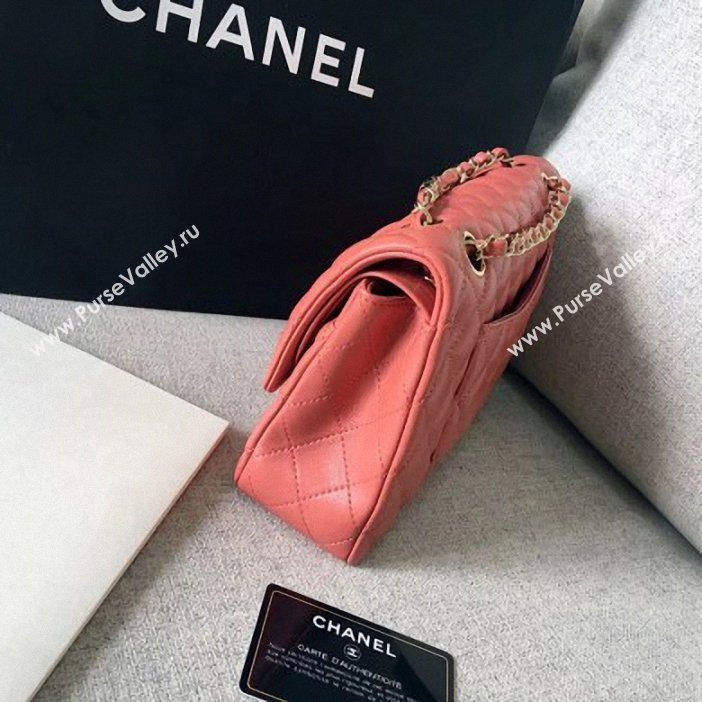 Chanel original quality Medium Classic Flap Bag 1112 peach pink in sheepskin with gold Hardware (shunyang-38)