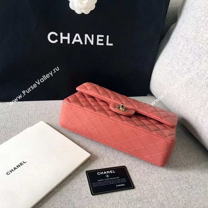 Chanel original quality Medium Classic Flap Bag 1112 peach pink in sheepskin with gold Hardware (shunyang-38)