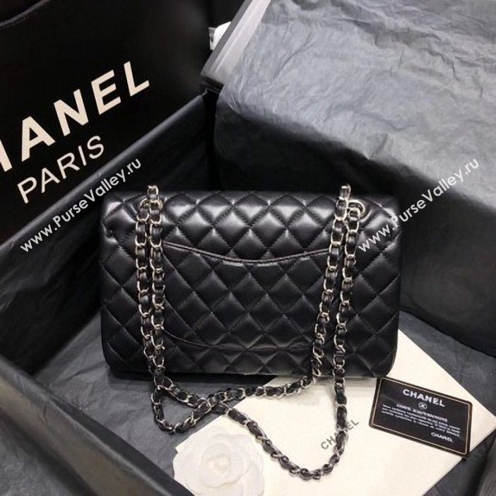 Chanel original quality Medium  Classic Flap Bag 1112 black in sheepskin with silver Hardware (shunyang-32)