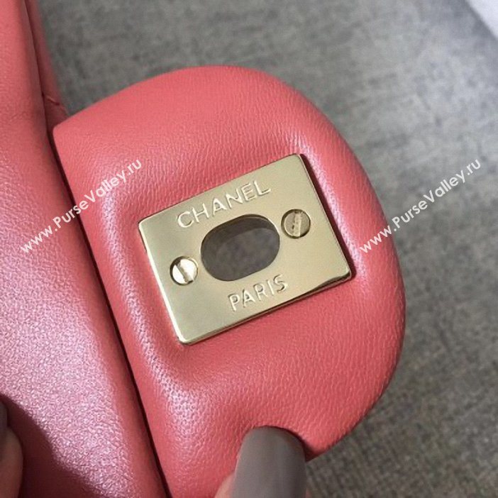 Chanel original quality Medium Classic Flap Bag 1112 peach pink in sheepskin with gold Hardware (shunyang-38)