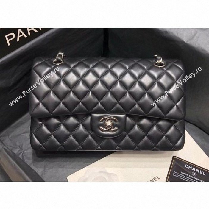 Chanel original quality Medium  Classic Flap Bag 1112 black in sheepskin with silver Hardware (shunyang-32)