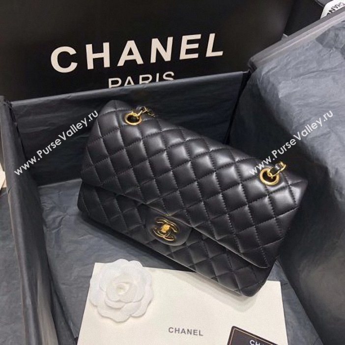 Chanel original quality Medium  Classic Flap Bag 1112 black in sheepskin with gold Hardware (shunyang-35)