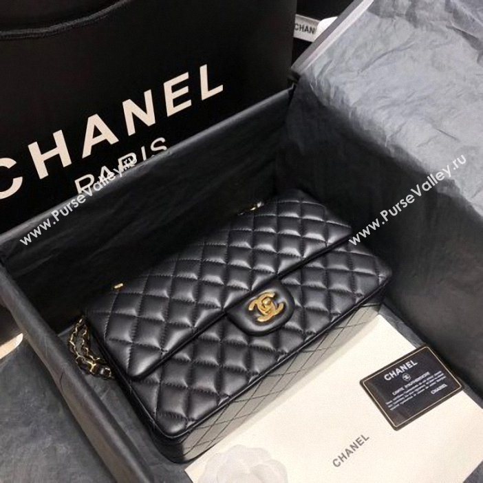 Chanel original quality Medium  Classic Flap Bag 1112 black in sheepskin with gold Hardware (shunyang-35)