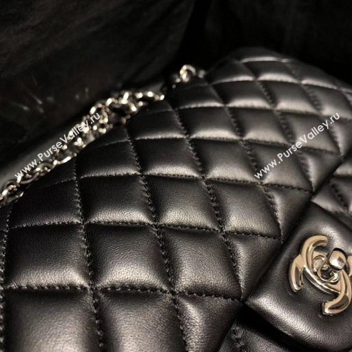 Chanel original quality Medium  Classic Flap Bag 1112 black in sheepskin with silver Hardware (shunyang-32)