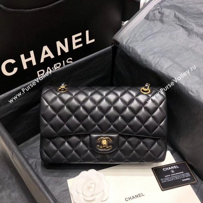 Chanel original quality Medium  Classic Flap Bag 1112 black in sheepskin with gold Hardware (shunyang-35)