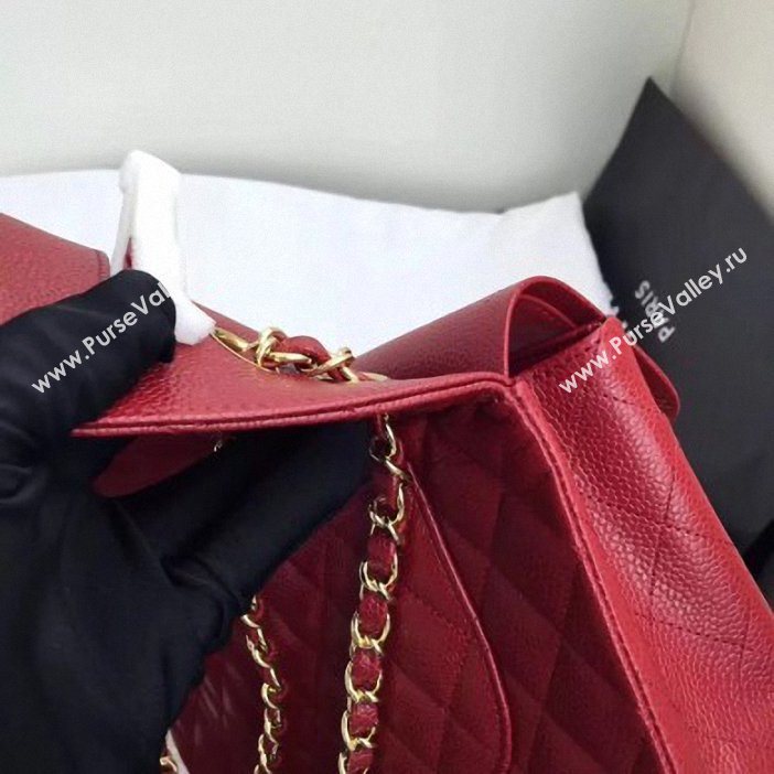 Chanel original quality Medium Classic Flap Bag 1112 burgundy in caviar Leather with gold Hardware (shunyang-30)