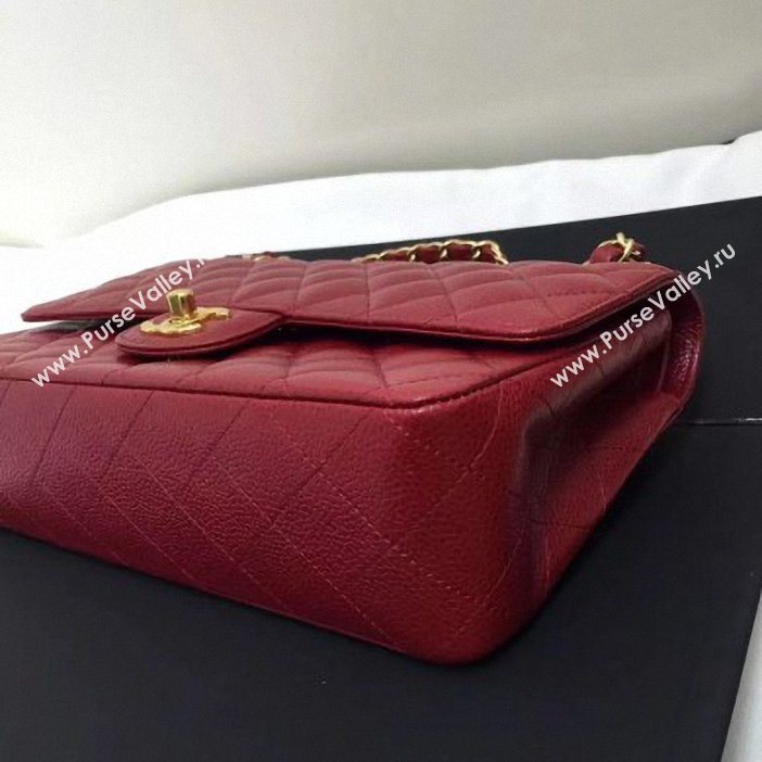 Chanel original quality Medium Classic Flap Bag 1112 burgundy in caviar Leather with gold Hardware (shunyang-30)