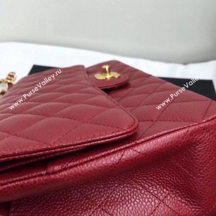 Chanel original quality Medium Classic Flap Bag 1112 burgundy in caviar Leather with gold Hardware (shunyang-30)