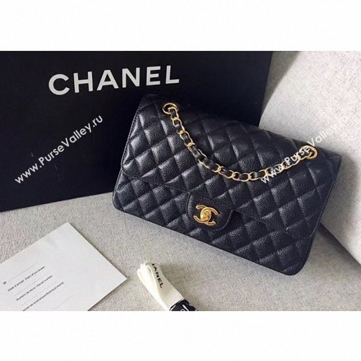 Chanel original quality Medium  Classic Flap Bag 1112 black in caviar Leather with gold Hardware (shunyang-41)