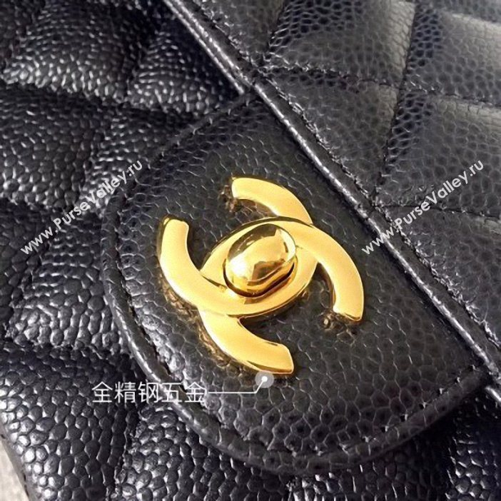 Chanel original quality Medium  Classic Flap Bag 1112 black in caviar Leather with gold Hardware (shunyang-41)