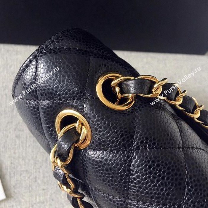 Chanel original quality Medium  Classic Flap Bag 1112 black in caviar Leather with gold Hardware (shunyang-41)