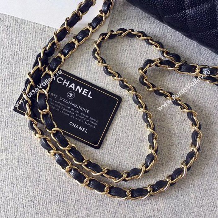 Chanel original quality Medium  Classic Flap Bag 1112 black in caviar Leather with gold Hardware (shunyang-41)