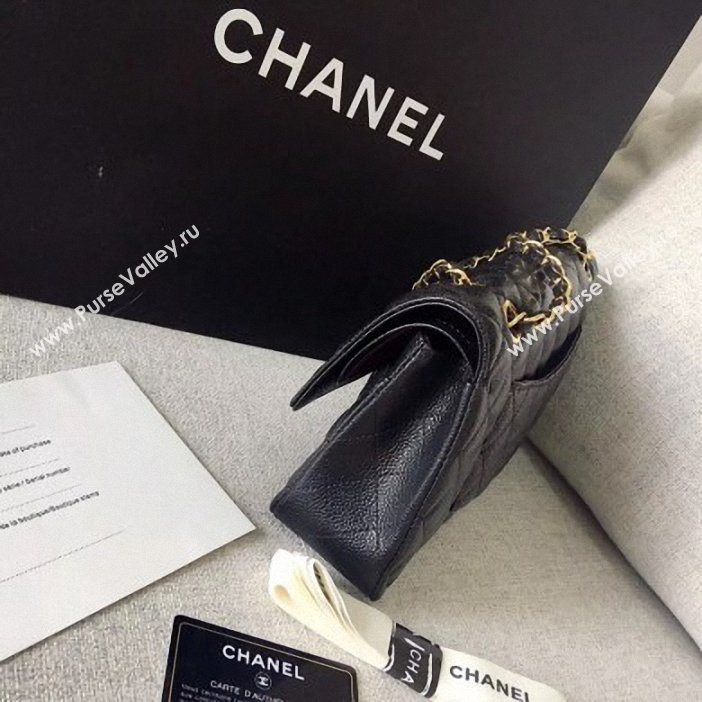 Chanel original quality Medium  Classic Flap Bag 1112 black in caviar Leather with gold Hardware (shunyang-41)