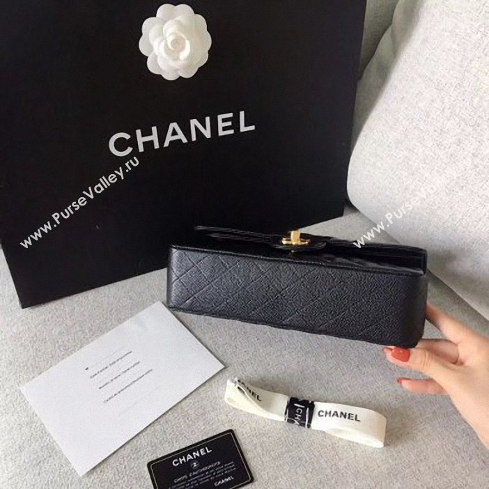 Chanel original quality Medium  Classic Flap Bag 1112 black in caviar Leather with gold Hardware (shunyang-41)