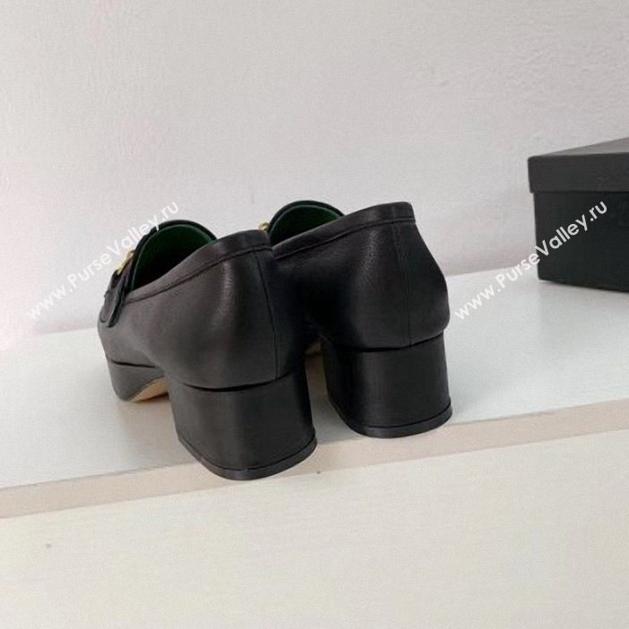 Gucci Heel 4.5cm Leather Platform Loafers with Horsebit black 2019 (xiaozhanggui-02)