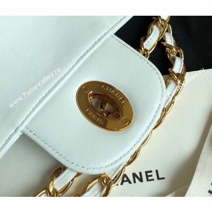 chanel vintage classic flap bag white (kana-021)