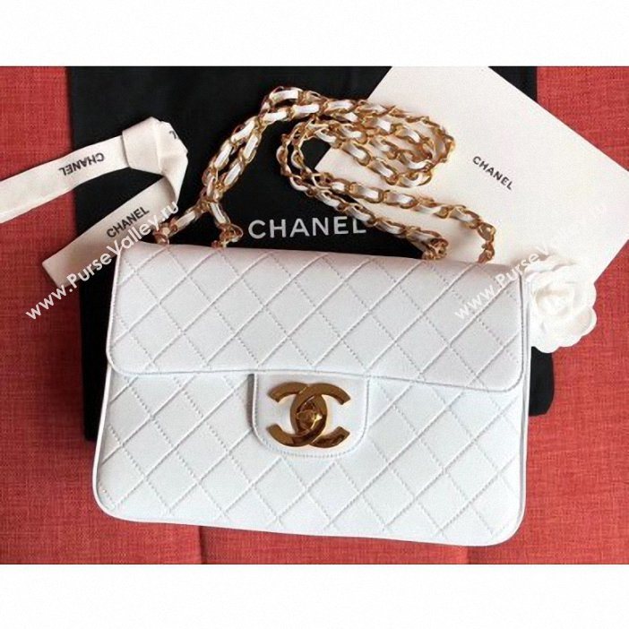 chanel vintage classic flap bag white (kana-021)
