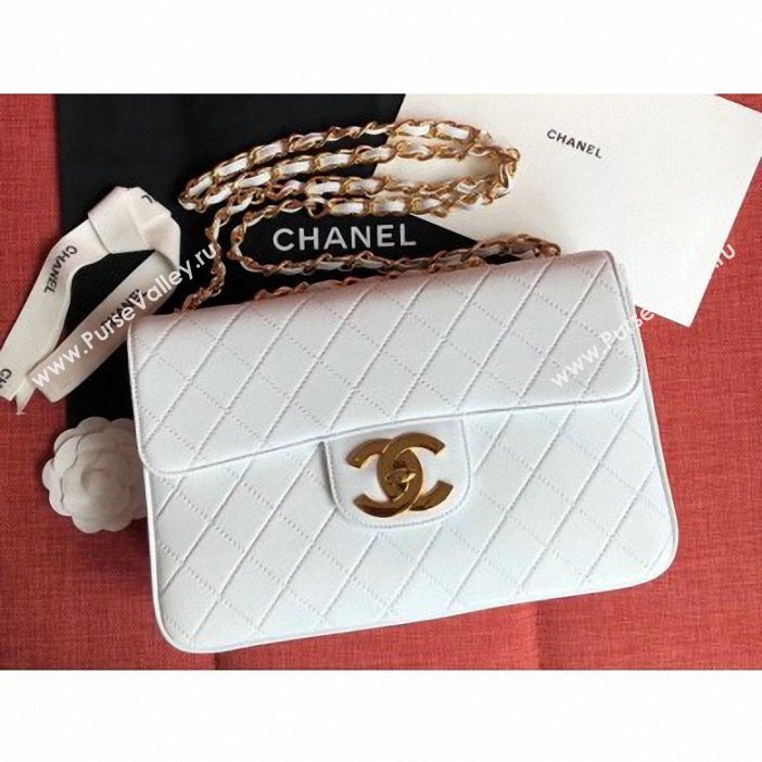 chanel vintage classic flap bag white (kana-021)