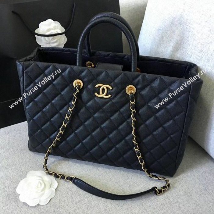 chanel spring 2019 calfskin tote black (shunyang-69)