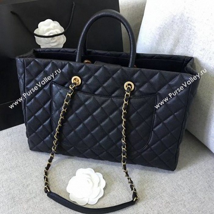 chanel spring 2019 calfskin tote black (shunyang-69)