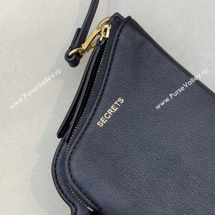 Fendi 3 Pockets Leather Messenger Mini Bag Black 2019 (chaoliu-9053130)