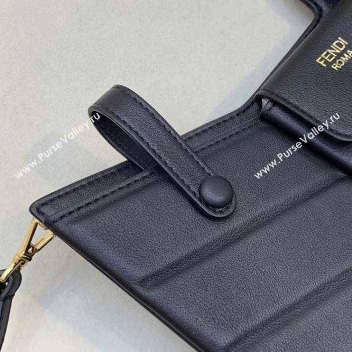 Fendi 3 Pockets Leather Messenger Mini Bag Black 2019 (chaoliu-9053130)