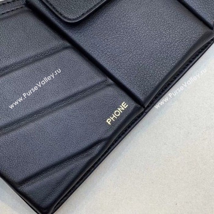 Fendi 3 Pockets Leather Messenger Mini Bag Black 2019 (chaoliu-9053130)