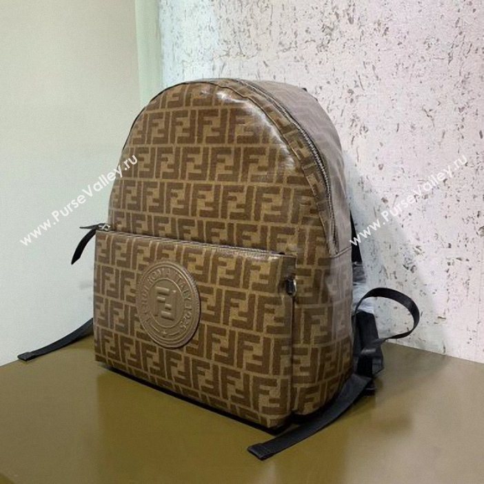 Fendi Stamp Glazed Fabric FF Motif Backpack Bag Brown 2019 (chaoliu-9053156)