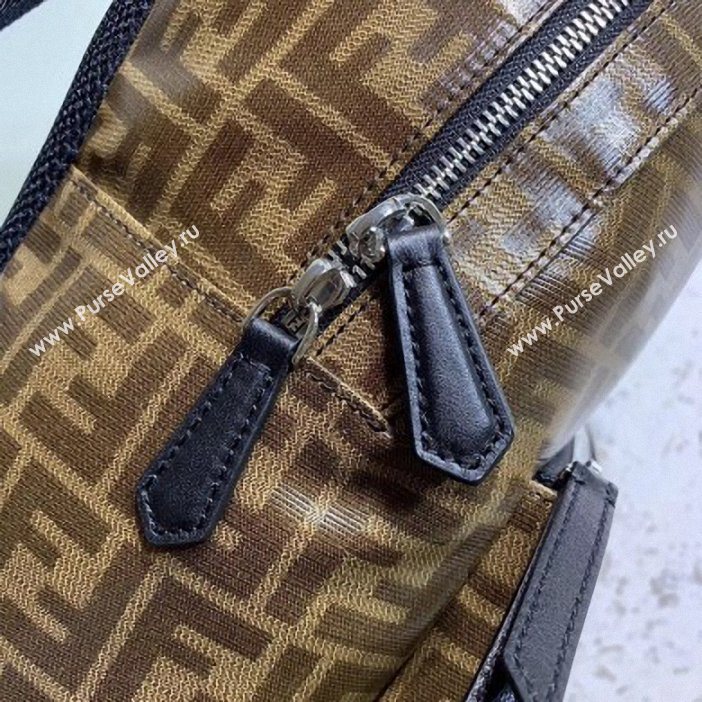 Fendi Stamp Glazed Fabric FF Motif Backpack Bag Brown 2019 (chaoliu-9053156)