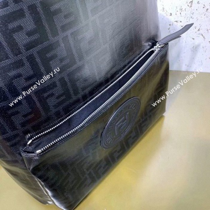 Fendi Stamp Glazed Fabric FF Motif Backpack Bag Black 2019 (chaoliu-9053155)