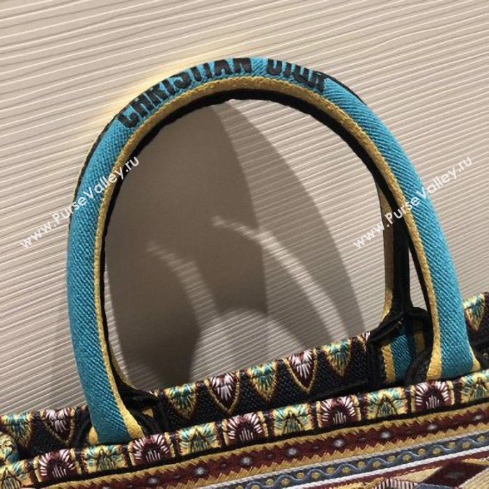 Dior Book Tote Bag In Embroidered Canvas Turquoise 2019 (VIVI-90531)