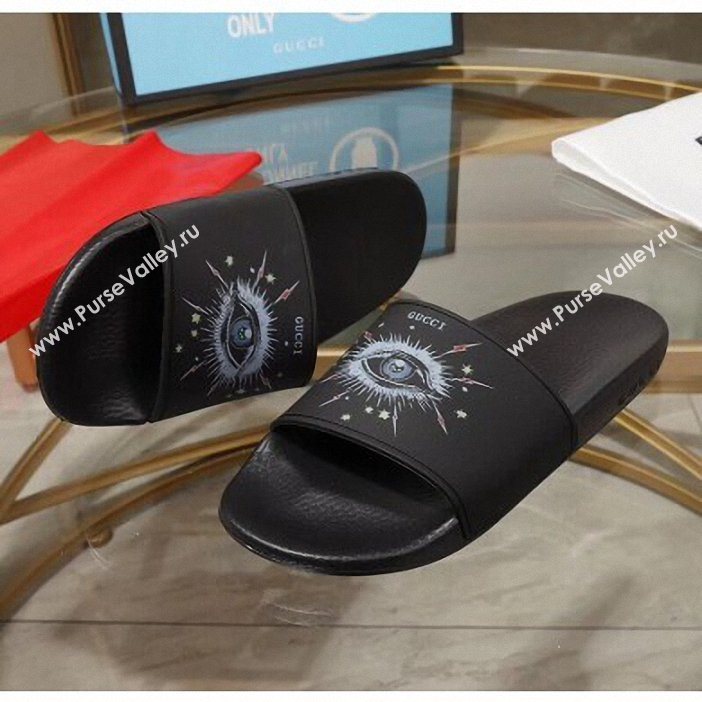 Gucci Logo Slide Sandals Eye Black 2019 (modeng-9060605)
