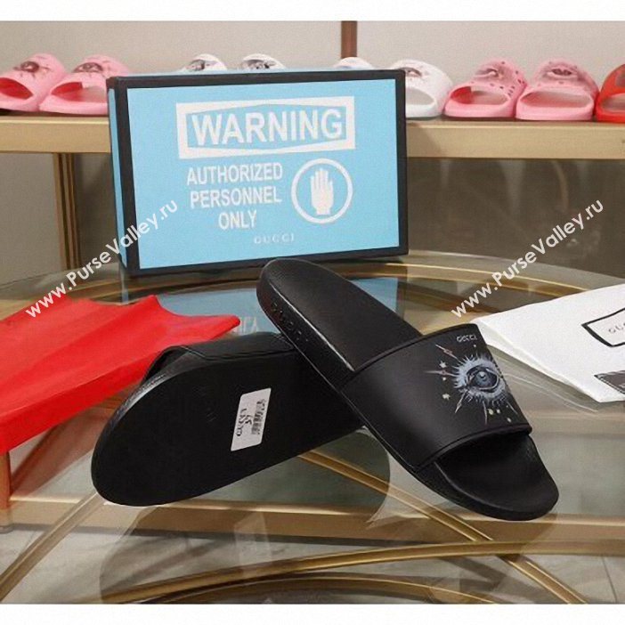 Gucci Logo Slide Sandals Eye Black 2019 (modeng-9060605)