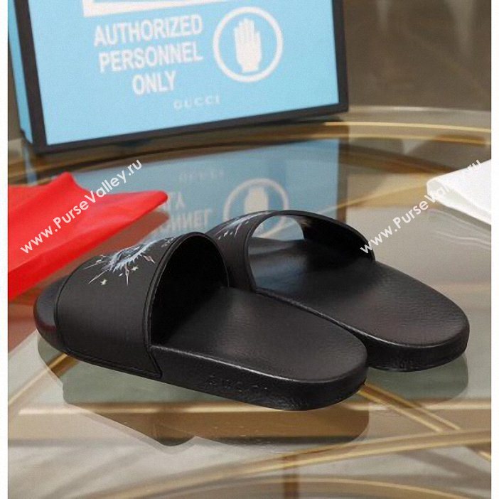 Gucci Logo Slide Sandals Eye Black 2019 (modeng-9060605)