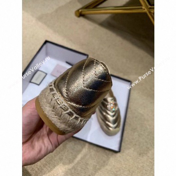 Gucci Glitter Espadrilles Gold With Crystal Double G 2019 (lirenfang-9061302)