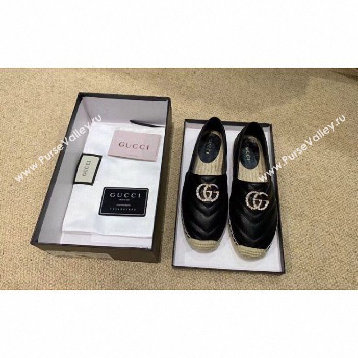 Gucci Glitter Espadrilles Black With Crystal Double G 2019 (lirenfang-9061301)