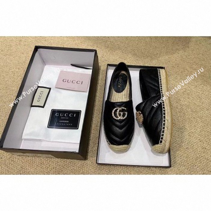 Gucci Glitter Espadrilles Black With Crystal Double G 2019 (lirenfang-9061301)