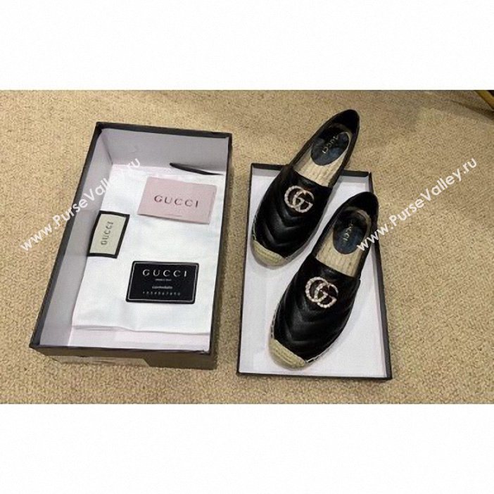 Gucci Glitter Espadrilles Black With Crystal Double G 2019 (lirenfang-9061301)