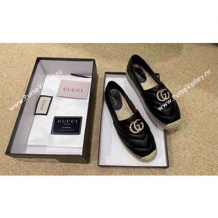 Gucci Glitter Espadrilles Black With Crystal Double G 2019 (lirenfang-9061301)