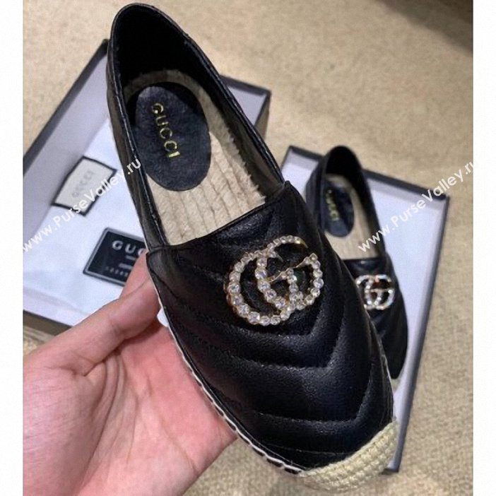 Gucci Glitter Espadrilles Black With Crystal Double G 2019 (lirenfang-9061301)